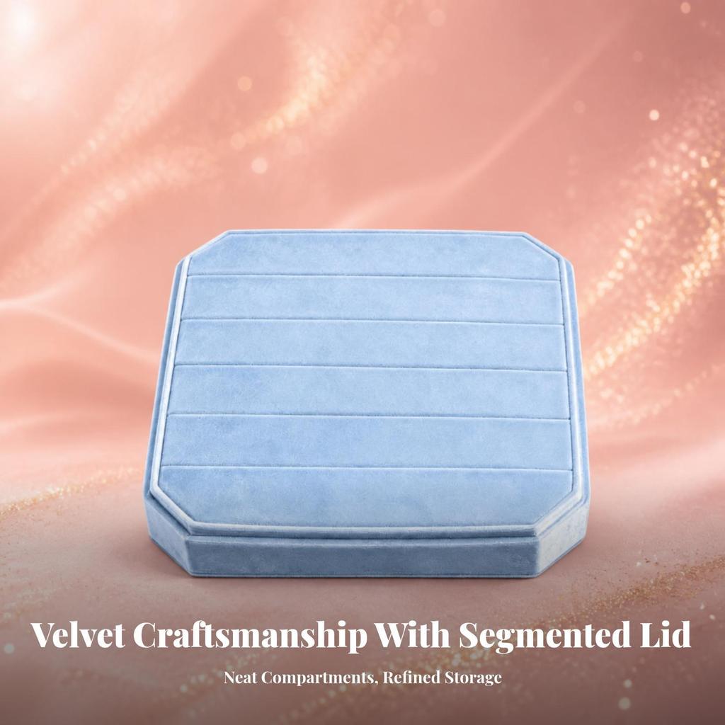 Luxurious Velvet Jewelry Box | Stitched Horizontal Channels, Packaging Box, for Vanity G118