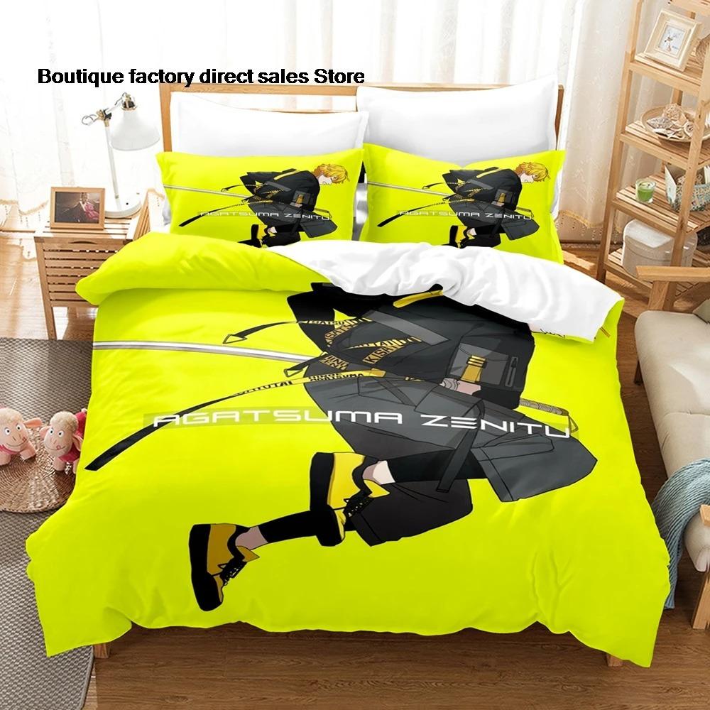 Zenitsu Agatsuma Bedding Set Single Twin Full Queen King Size Bed Set Aldult Kid Bedroom Duvetcover Sets bed sheet set 2