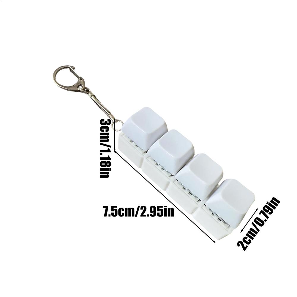 4 Keys Keyboard Key Irritability Toy Finger Pressure Relief Button Adult Office Stress-relieving and Calming Key Chain Gift