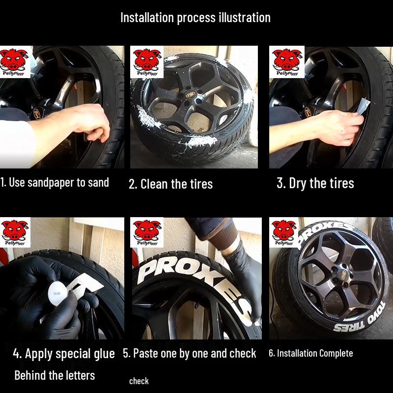 Universal One-Piece Segmented Tire Letter Stickers for Motorcycles - Easy Application