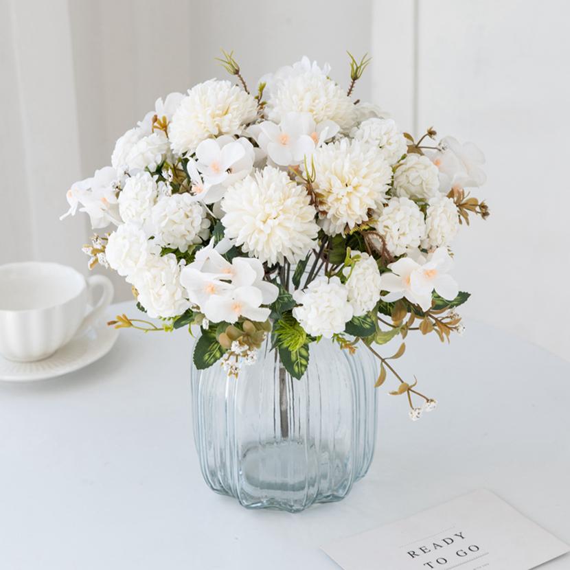 Artificial Flowers Wedding 30Cm Silk Hydrangea Bouquet Vase Home Decor Room Diy Festival Garland Scrapbooking Household Products
