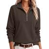 Women's Half Zip Sweatshirt Color Collared Long Sleeve Raglan Sleeve Loose Fit Casual Top for Everyday Wear
