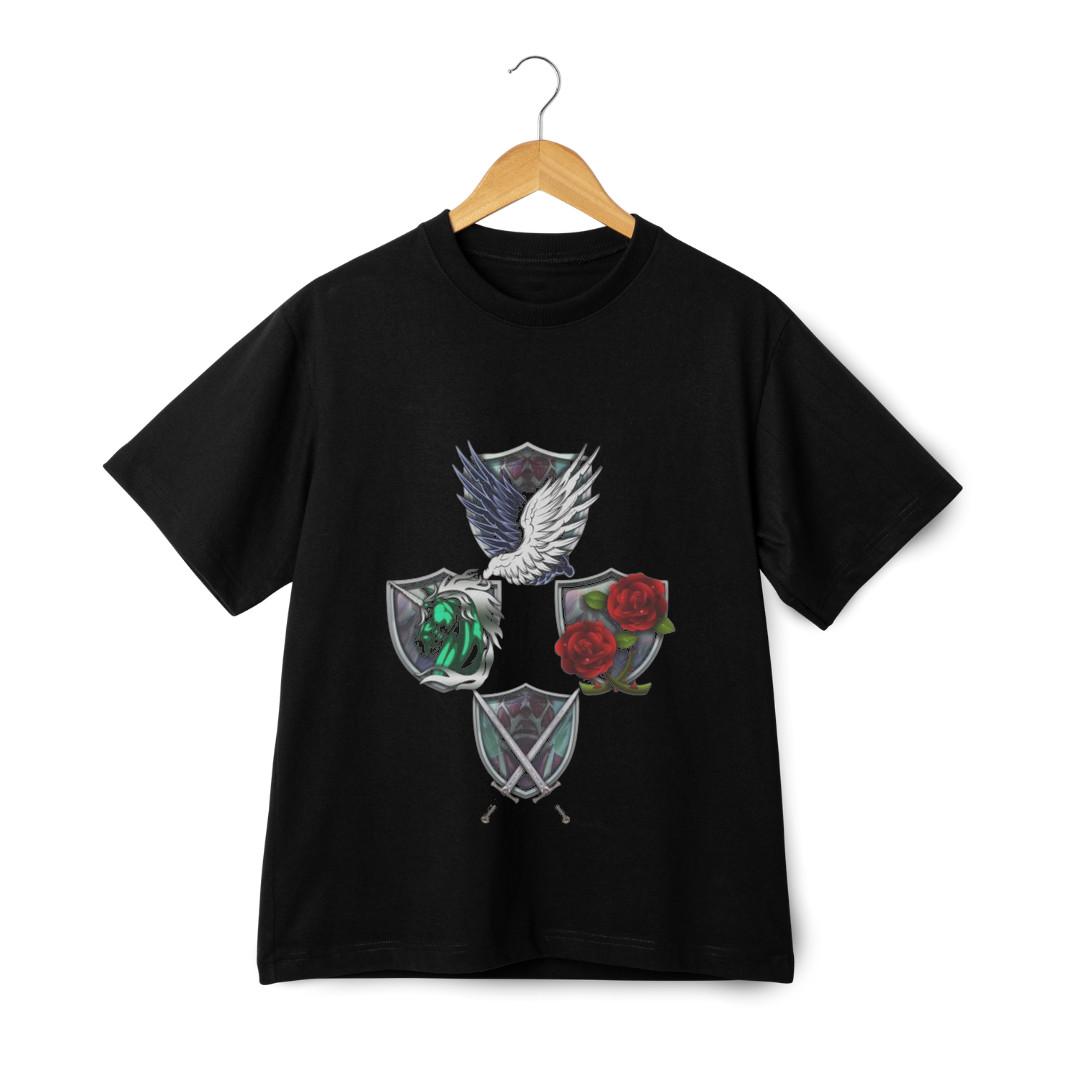 Attack on Titan Regiment Crests Graphic T-Shirt Mens Womens Tees Top – Coolest Anime Streetwear Tee M