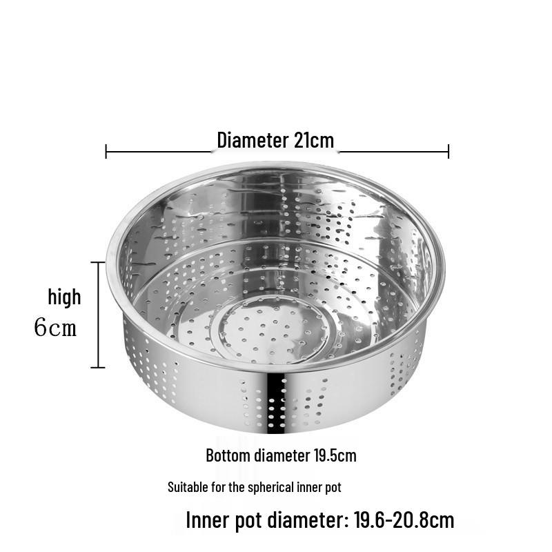 Universal 304 Stainless Steel Steamer Basket with Small and Large Holes, Non-Magnetic, Thickened for Household Rice Cookers.