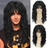Syntetická Punková Heavy Metalová Rocková Pánská Paruka Dlouhé Kudrnaté Vlasy Černá Paruka pro Muže Přirozená Vlna Paruka Disko Cosplay Kostým