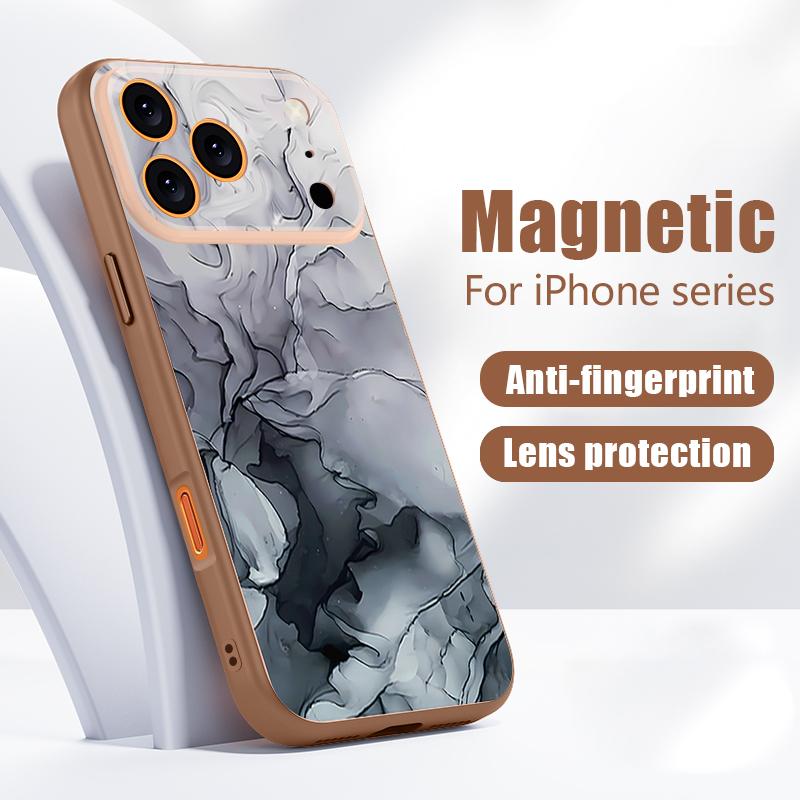 Case For iPhone 17 Pro Max Pink Marble Pattern Magnetic For Magsafe Hybrid Slim Matte Cover For iPhone 16 15 14 13 Pro Max