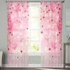 Valentine'S Day Pink Love Sheer Curtain Living Room Drapes Home Bedroom Voile Curtain Tulle Window Curtain
