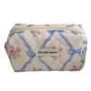Bowknot Floral Palace-Style Quilted Wash Bag - Retro, Soft, Cute Octagonal Design