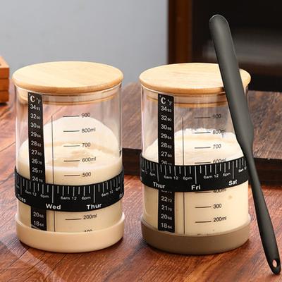 Yousheng Sourdough Starter Jar Kit Large Capacity Wide Mouth BPA Free Food Grade Easy To Clean Multifunctional Glass Jar Sourdough Container