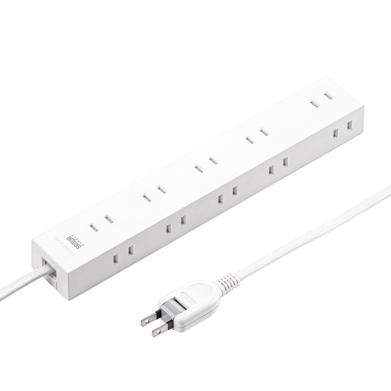 

Sanwa Supply Power Strip, 10 Outlets, 2P (5m), Layout for Multiple Inserts, Powerful Neodymium Magnets, Dust Shutter, Swing Plug, White, TAP-2210-5W