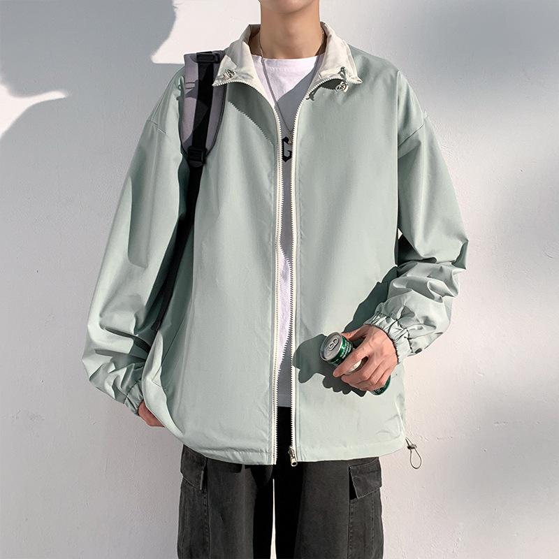 New Double-sided Jacket, New Spring and Autumn Versatile Trendy Brand Stand-up Collar Loose and Simple Neutral Couple Casual