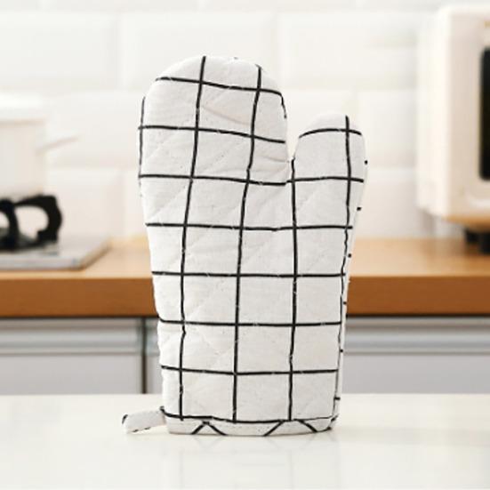 2Pcs Heat Resistant Oven Gloves Thick Cotton Mitts for Baking Grilling Microwave Non-Slip Kitchen Gloves for Hot Pots Cast Iron
