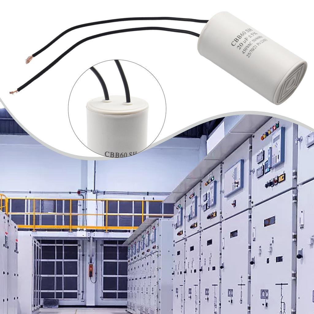 CBB60 Run Capacitor 40*73mm 40/70/21 450V AC 50 / 60Hz White Accessories Plastic Run Round Capacitor Practical