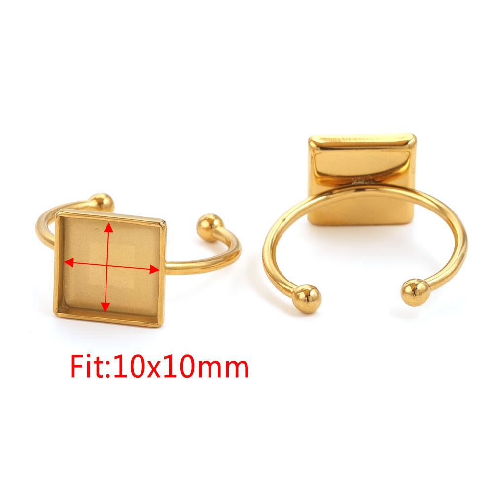 10 Stück Verstellbare Edelstahl Offene Ringfassungen Leere Basis Fassung Cabochon Ringe Für Schmuckherstellung DIY Fingerring Leere