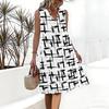 Plus Size V Neck Sleeveless Dress Misty Mountain Bamboo Ink Print For Scenic Area Travel