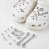 14PCS Fashion Shoe Charms Set Accessories Hole Shoe Buckle Cute Bear Rhinestone Chain DIY 3D Shoes Decorations