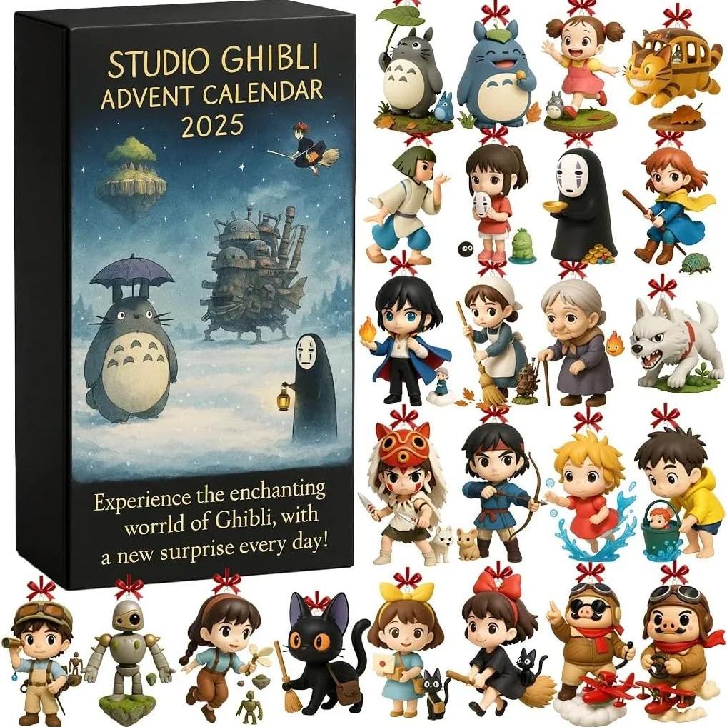 3D Classic Studio Ghibli Anime Christmas Advent Calendar Toy Figure Collectible Cosplay Accessories Trendy Countdown Blind Box PVC