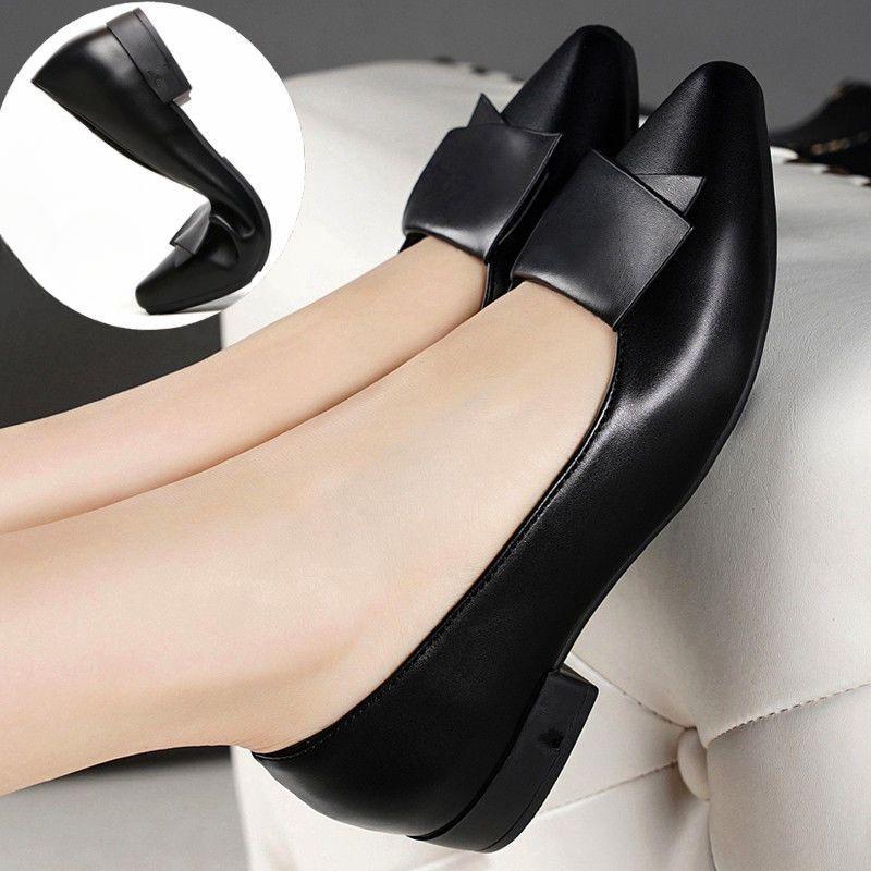 

Туфли-лодочки с острым носком и низким каблуком, элегантные женские туфли черного цвета для работы, оптовая продажа, быстрая доставка, модная акция, обувь слипоны 40