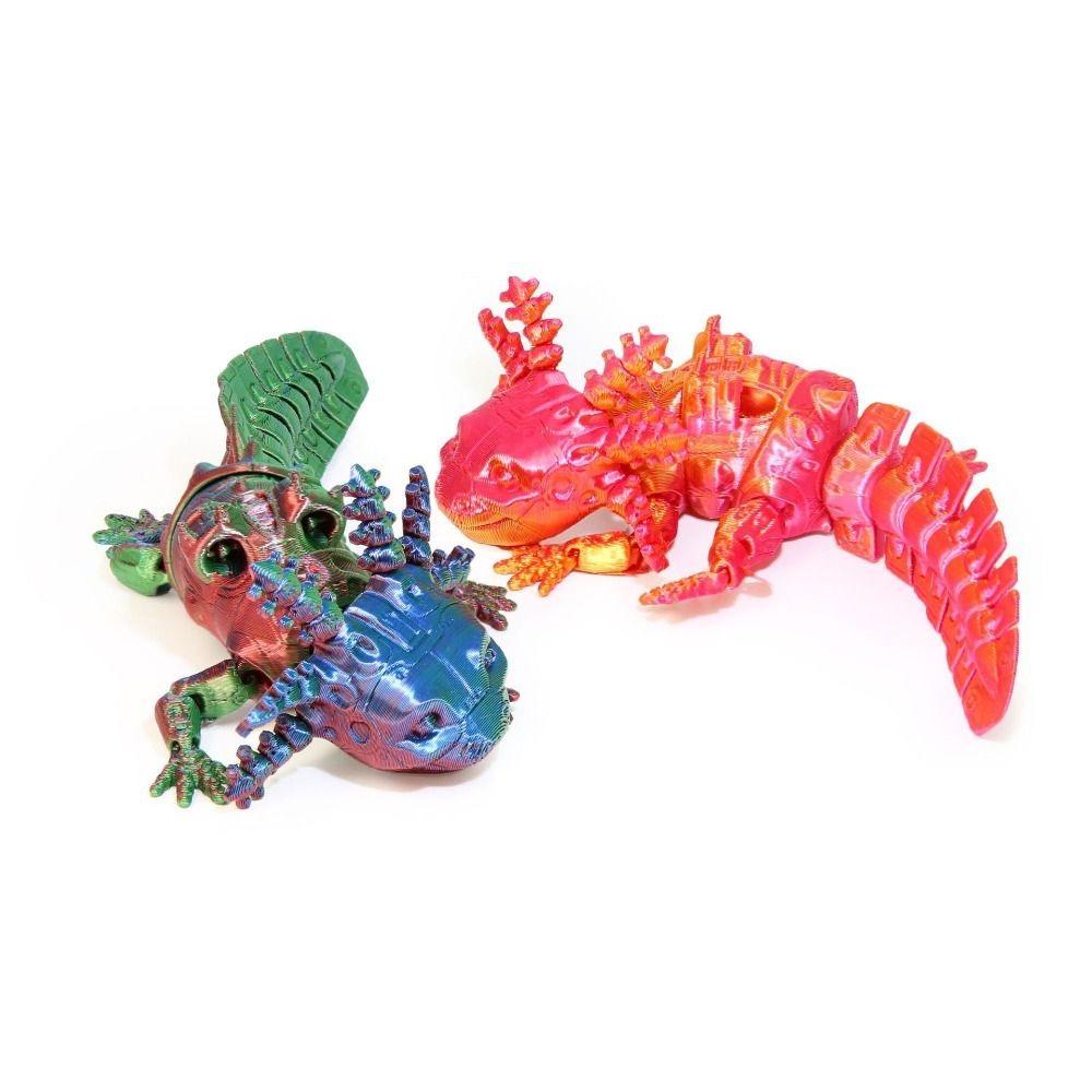 PLA 3D Printed Axolotl Model Multicolor Movable Axolotl Action Figure Multi-jointed Articulated Animal Figurine