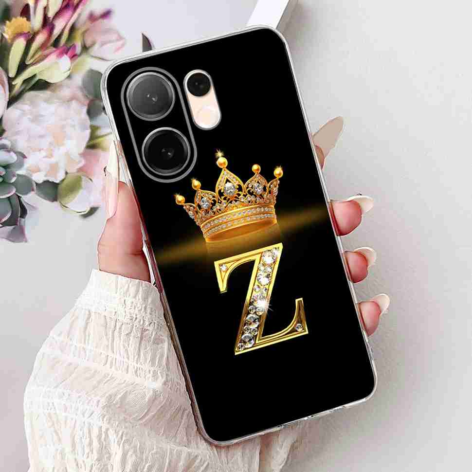 For vivo V60 5G 6.67" Case Popular Letters A-Z Crown Soft Silicone TPU Cover For Vivo v60 5G VIVO V2511 Bumper Phone Shell Coque
