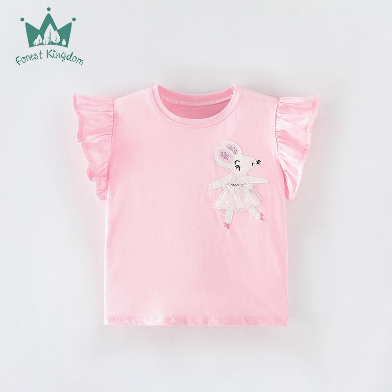 

Cute Cartoon Short-Sleeve T-Shirt for Girls - Summer Baby Top 120cm (Age 6)