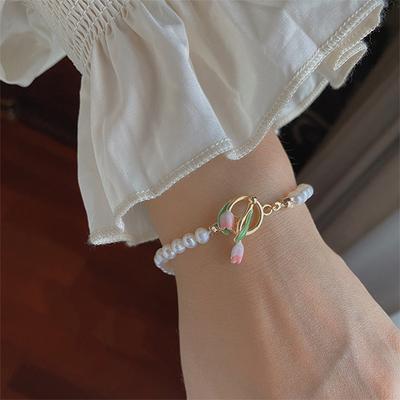 Tulpenarmband Temperament Vielseitig Perlen-Tulpenarmband Einfacher Schmuck Zubehör für Frauen
