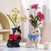Cute Cat Ceramic Vase Art Flower Detector Creative Ornaments Light Luxury Ceramic Vase Hydroponic Flower Arrangement Accessories