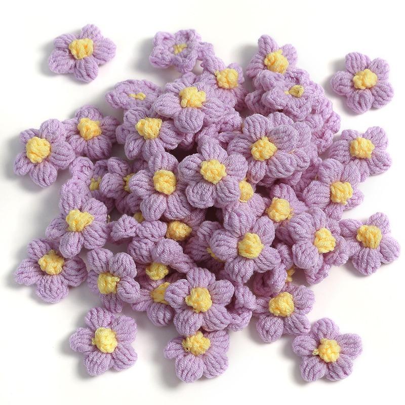 10pcs Hand-knitted Flower Applique Sew r For Clothes Shoes Hats Craft Diy Hair Clip Wedding Hats Decorative Accessories