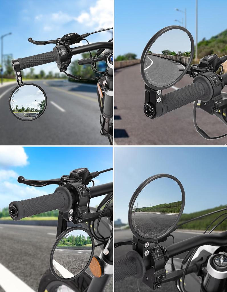 KEMIMOTO KTM 2504 Motorcycle Bar End Mirror, Vehicle Inspection Compatible, Bike Mirror, Round, Left