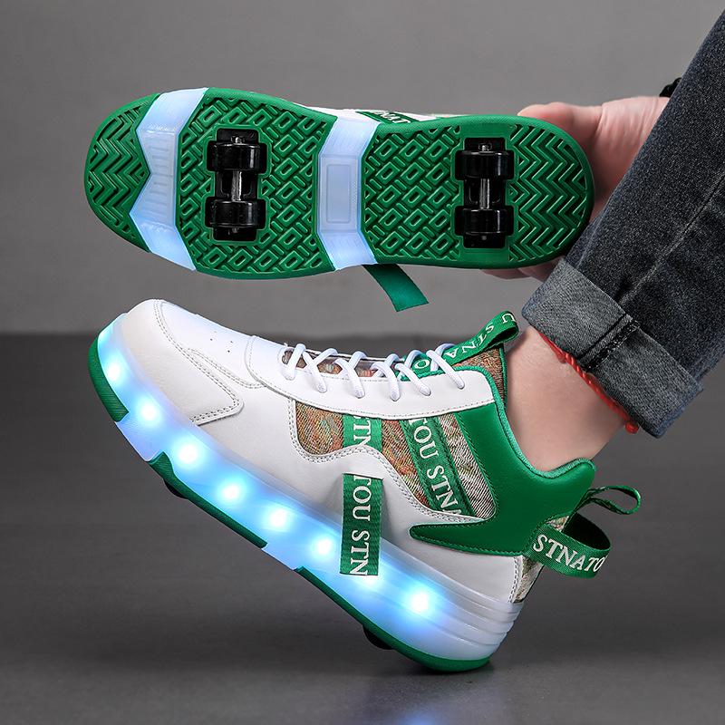 

Internet Famous Charging Roller Shoes for Boys Invisible Cross-Border Best-Selling Four-Wheel Walking Shoes Straight Hair 28