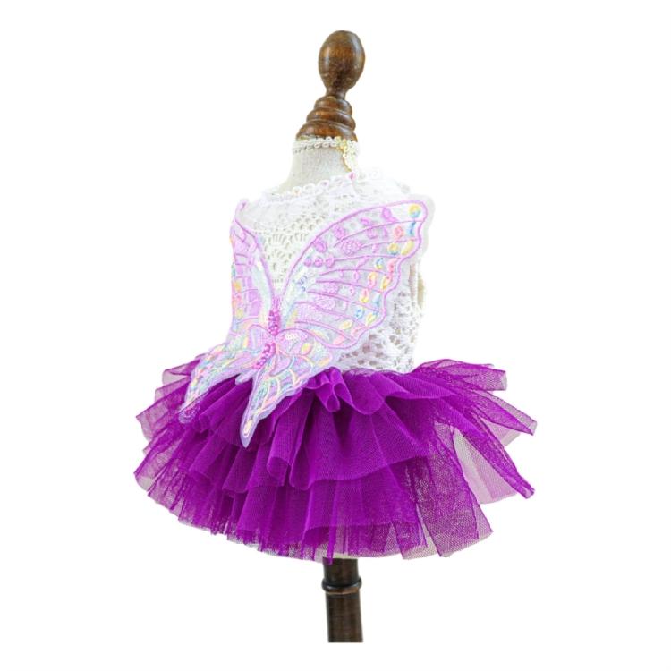 Dog Tulle Dresses Cats Princess Dress Pet Costume Dress with Embroidery Butterfly Wedding Cats Formal Event Photo Outfit
