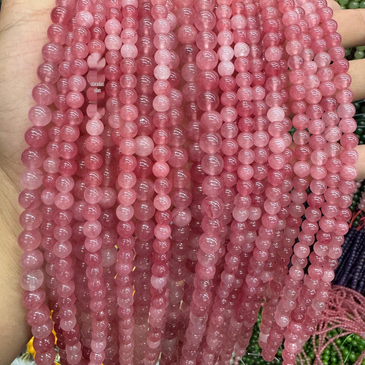 

Persian Jade Imitation Strawberry Crystal Chalcedony Beads for DIY Jewelry Accessories 6mm/Approximately 60 beads per strand