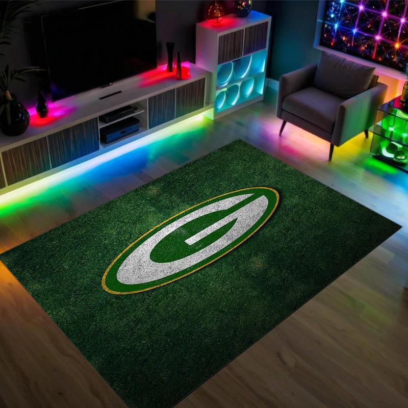 Tappeto in Velluto Cristallo Design Green Bay Packers Accogliente Non?Tappeto Stampato Antiscivolo per Camera da Letto Soggiorno Ingresso