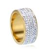 8MM Five-Row Rhinestone Inlaid Ceramic Stainless Steel Ring