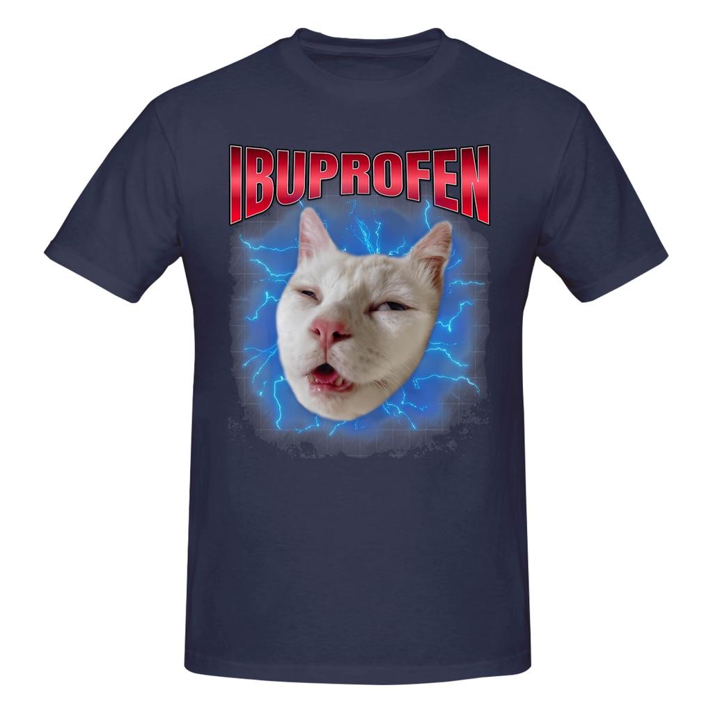 Piece Medicine Cat Funny Cotton TShirt Ibuprofen Cat Meme Tops Tees For Unisex