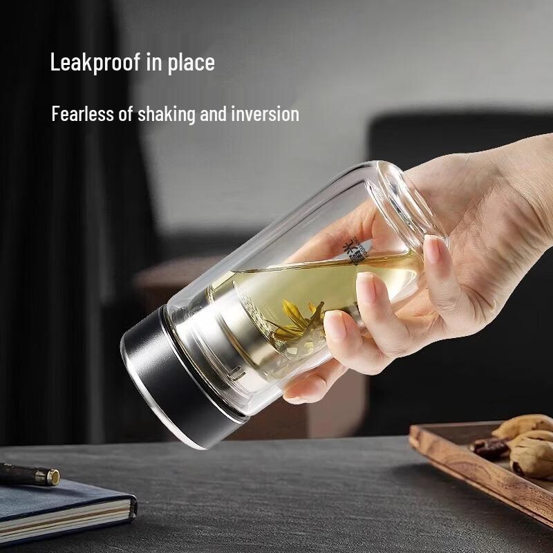 FUGUANG Double Wall Glass Tea Infuser Mug