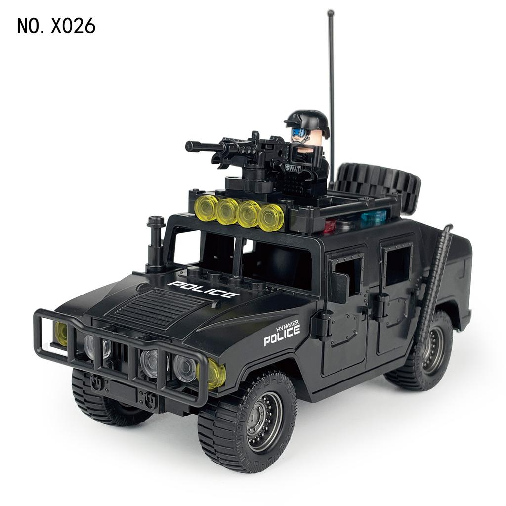 X026 Special Police Black Panther Hummer Building Blocks Children's Building Blocks