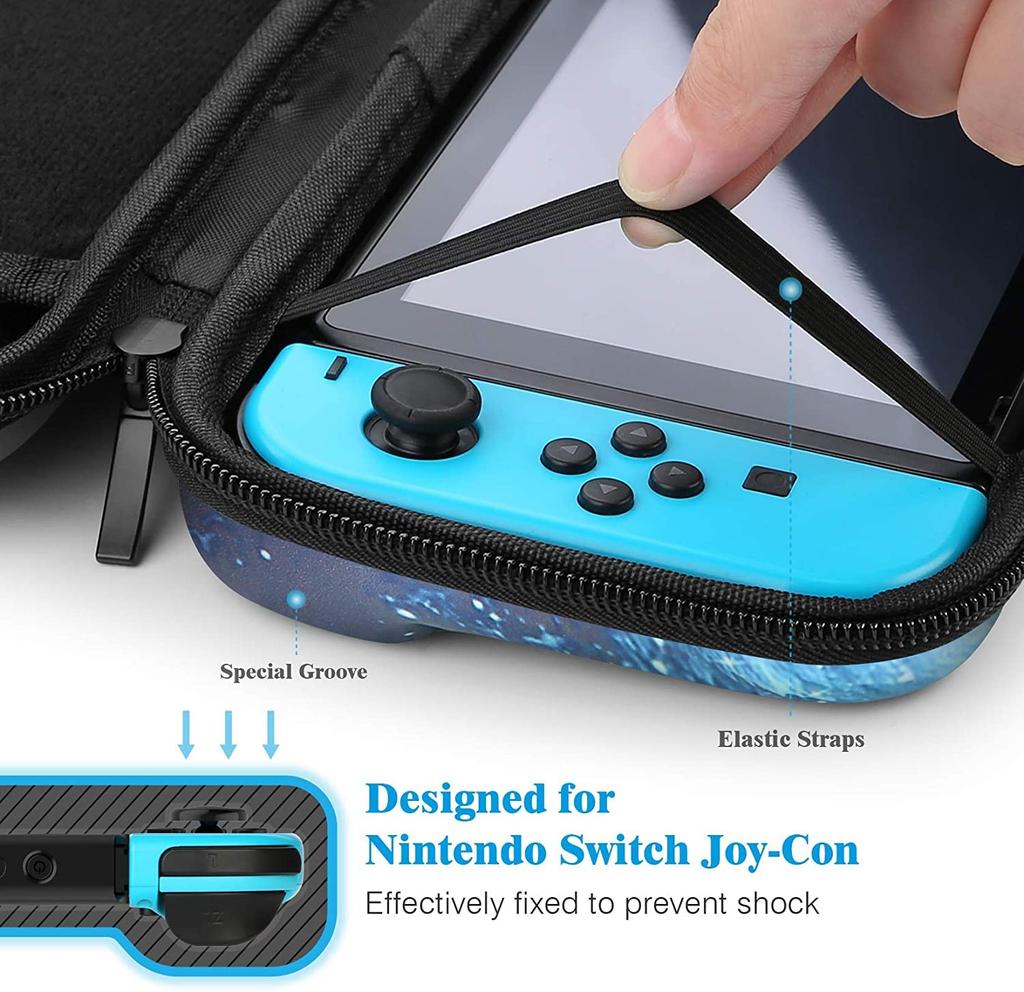 Etui na Switch Kompatybilne z Nintendo Switch, Zestaw 9 w 1 Akcesoriów z Etui do Przenoszenia, Dockowalny Etui Ochronne