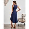IHUASU Summer Women's Summer Fashion Sleeveless Solid Color A-line Crepe Mid-dress