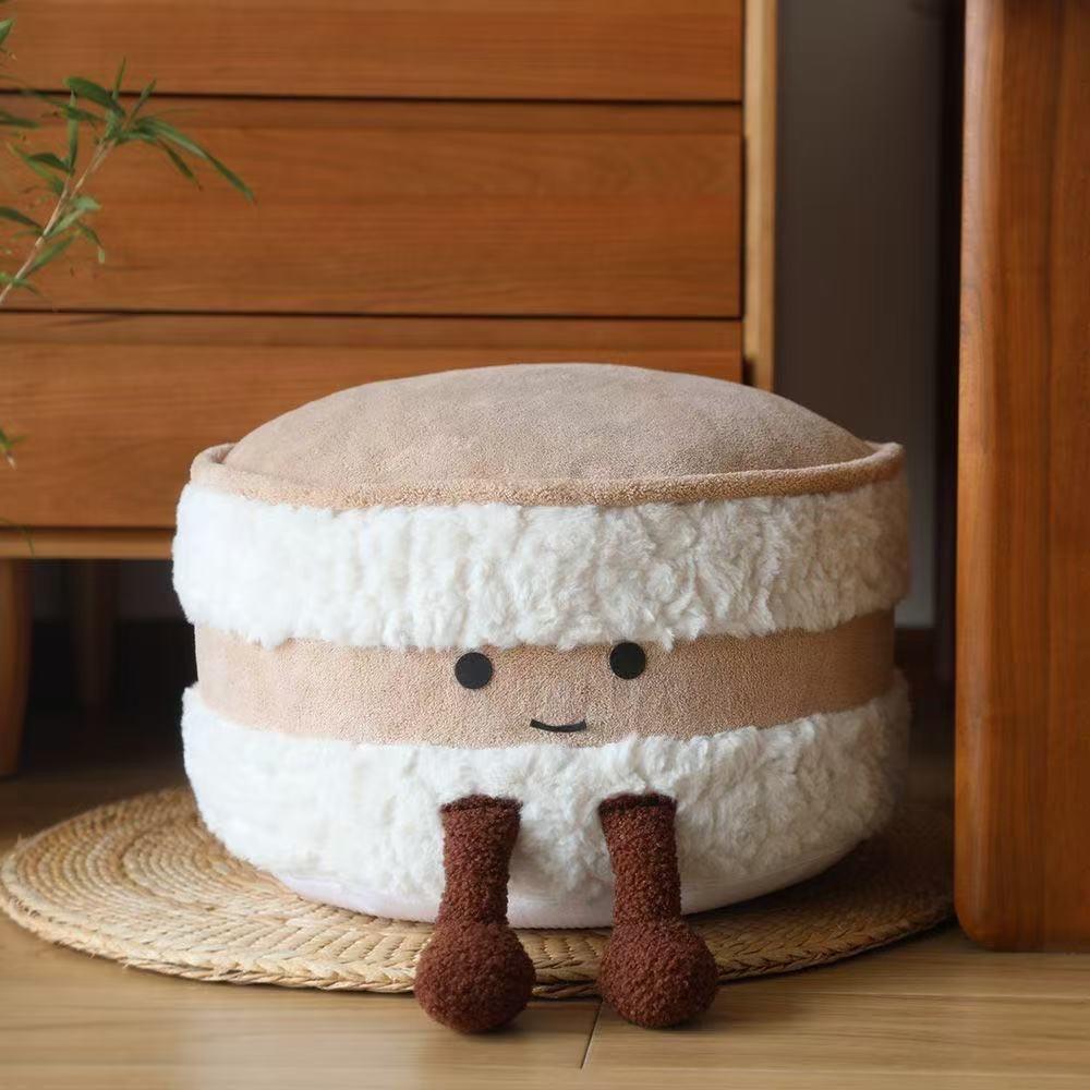 

Cartoon Bread Stool Plush Footrest With Removable Cover For Living Room Decor
