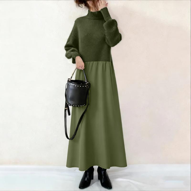 ZANZEA Lässiges, lockeres Langarmkleid für Damen mit Stehkragen