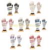 49MD Knitted Fingerless Gloves Winter Striped Gloves Cartoon Mitten with Top