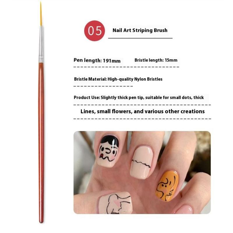 Wooden Nail Art Brushes Nail Art Liner Brush For Thin Details Fine Drawing Liner Brush Uv Gel Polish Painting Nail Design Tool