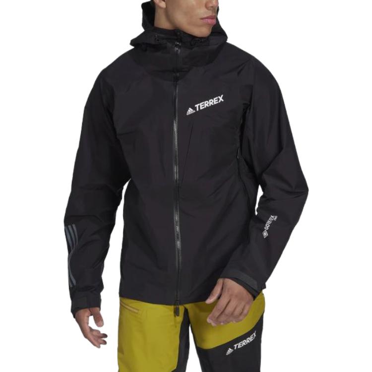 Adidas Letter Print Zip-Up Hooded Jacket Men Jackets Black HH8899