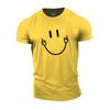 3D-gedrucktes Herren Sommer Kurzarm Lauf Sport Fitnessstudio Muskel T-Shirt Smiley Gesicht Übergroß Sportlich Lässig Hochwertige Kleidung