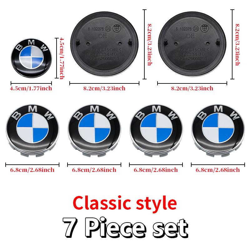 BBKD8 7PCS BMW Car Hood Front Rear Trunk Emblem Classic Blue White Badge For BMW E93 E87 G01 G20 X3 X5 F30 F20 E36 E46 E53 E90