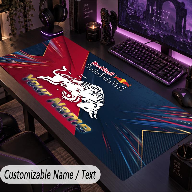 Large Mouse PadRed Bull Racing Custom Name Text Personalized Desk Mat Non Slip Gaming Pad