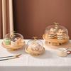 20CM Bamboo Round Cake Stand with Clear Dome Lid