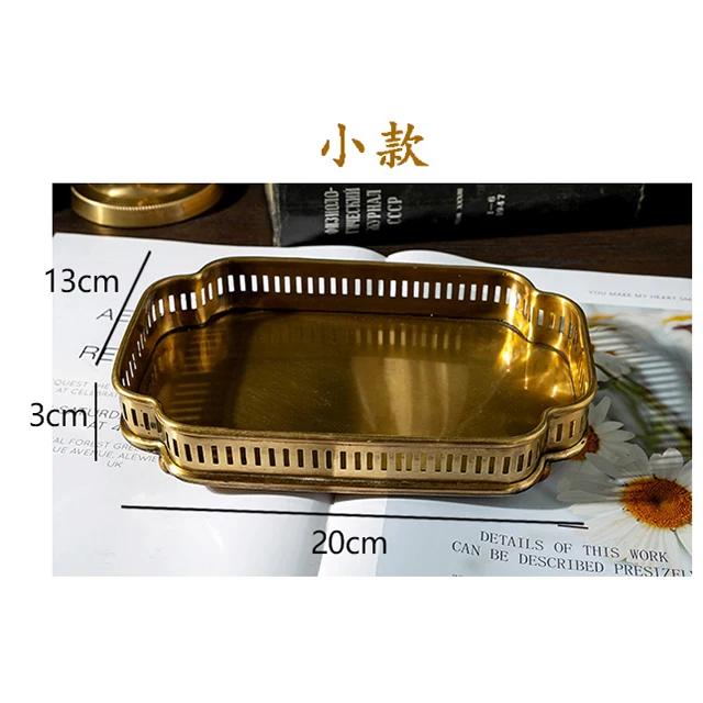 

European Style Brass Serving Tray Retro Imported Home Tea Dish Organizer for Entryway Key Jewelry Washroom