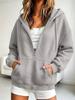 European and American Jacquard Zip-Up Hooded Cardigan with Drawstring Pockets